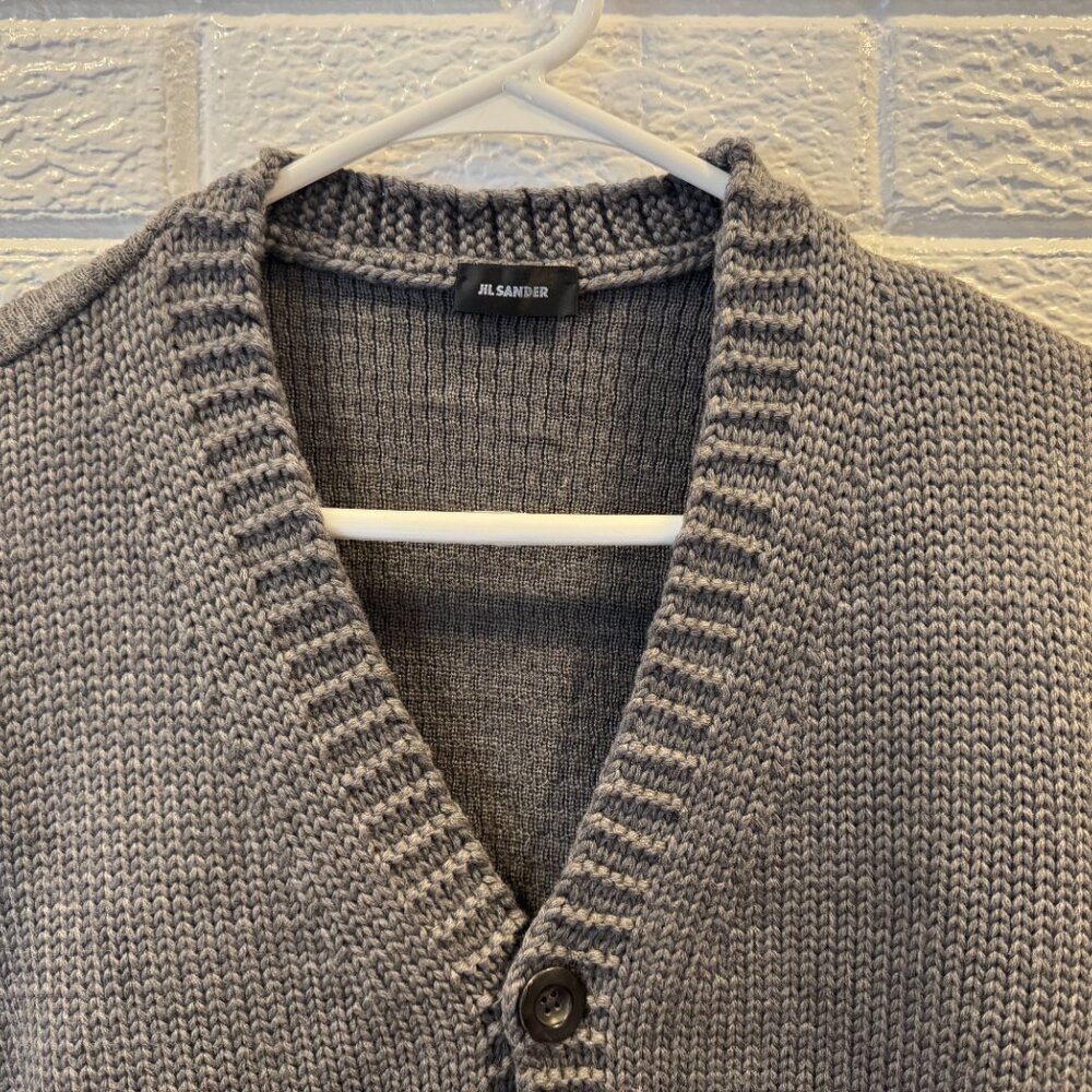 Jil Sander Mens Knit Wool Cardigan Grey Size 50 (runs small) Made in Italy - Picture 2 of 7